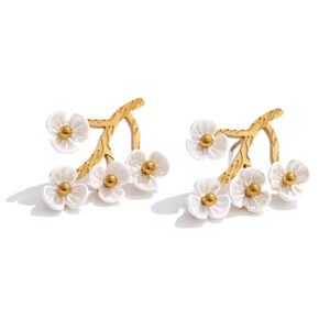 Cherry Blossom Gold Statement Earrings